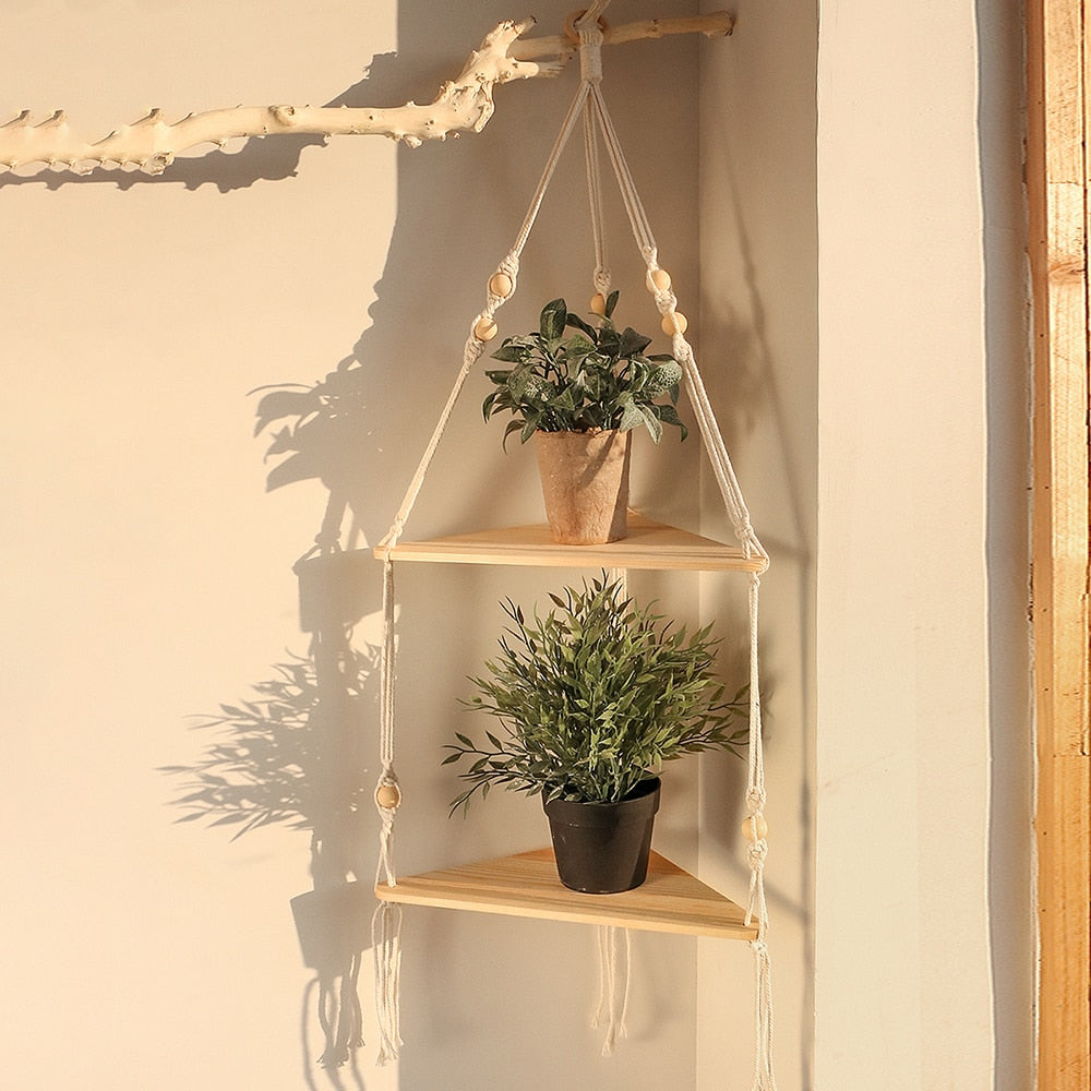 Wooden Hanging Floating Shelves
